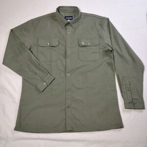 Local Boy Outfitters Button Down Shirt Men Large Olive Green Performance Stretch